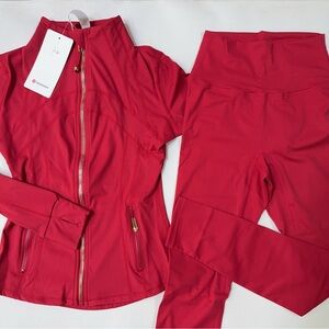 lululemon athletica Women's Vibrant Red Leggings and Jacket Set